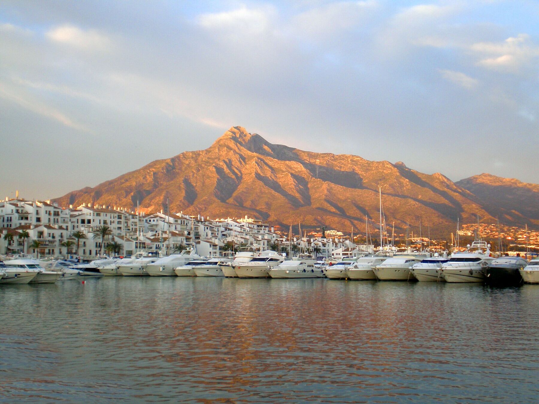 Puerto Banús marina at golden hour